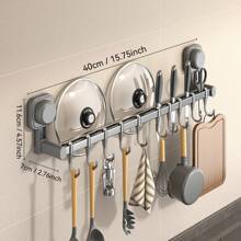 Grey Suction Cup Hook Space-Saving Wall Mounted Kitchen Organizer With Hook And Cutlery Holder - Durable, Easy-To-Install Knife And Chopstick Organizer For Home And Restaurant Kitchen Organization And Storage - Grey - View 6