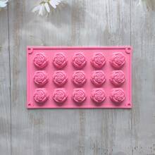 1/2/3pcs 15-Cavity Mini Rose Silicone Mold, Suitable For Making Mini Flower Shaped Soap, Wax Blocks, Plaster Fragrance Stone, Crystal Epoxy Decorations And Other Craft Items - Pink - View 10