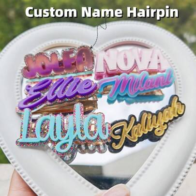 1pc Custom Acrylic Letter Name Hair Clip, Personalized Decorative Accessory Gift For Girls, Cute Wear All Year Round