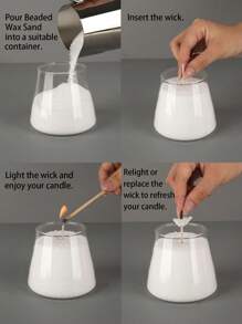 250g/500g/1000g Perlas de cera recargables, adecuadas para hacer velas, núcleos de velas, cera de flor de hielo, velas de perlas DIY, reutilizables. - Blanco - Ver 4