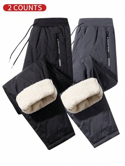 1 pieza Pantalón deportivo con forro térmico para hombre