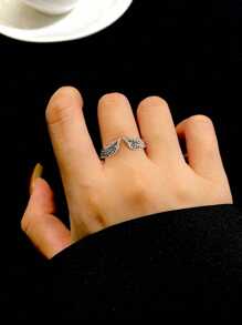 1Pc Originele Echte 925 Sterling Zilveren Prachtige Vleugel Verstelbare Ringen Voor Vrouwen Meisjes Dames Sieraden Dating Cadeau Fijne Sieraden