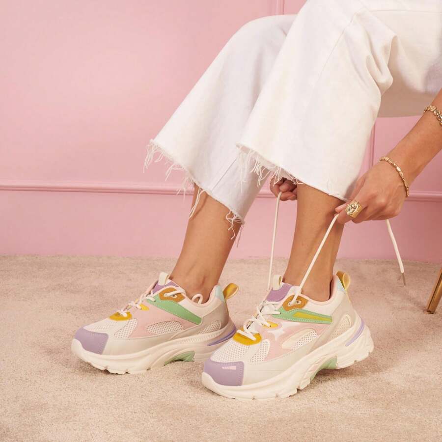 Thick-Soled Sneakers With Colorful Details And Modern Design - Multicolor - View 1