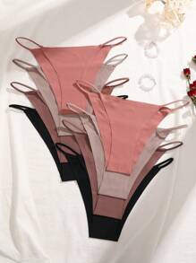 8 件/包 女士薄款吊带无缝性感低腰三角裤 - 彩色 - 查看 9