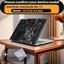 有 4 种大理石图案可供选择，并配有键盘保护膜。它与 MacBook Air Pro 保护套、13/14/15/16 英寸电脑保护套兼容，并配有键盘保护膜，A1370、A1534、A1502、A1707、A2337、A1932、A2179、A2338、A1706、A1708、A2681 塑料硬壳笔记本电脑保护套，黑色、蓝色大理石图案 A2485 A2442、A1466 A1369