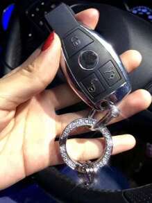 1/2set Bling Bling Rhinestones Car Keychain, Carabiner, Keychain, Key Ring, Charm Chain, Charm Ring, Crystal Car Keychains For Women Girl Sparkly Rhinestones Key Chain Circle Decorative Key Ring Key Hook System Universal Car Bling Accessories Key Fob - Multicolor - View 4