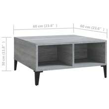 Grey Sonoma Coffee Table 60x60x30 Cm Engineered Wood Modern Design Outdoor Decor - Grey - View 5