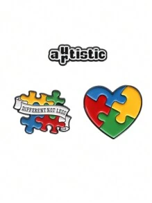 3 件自闭症拼图珐琅别针定制教导爱希望激励胸针翻领徽章背包配件送给朋友的礼物 - 彩色 - 查看 8