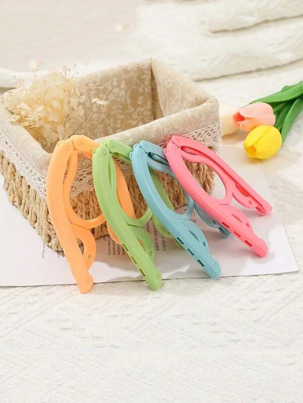 4pcs Foldable Clothes Hanger, Portable Traveling Outdoor Business Trip Home Student Dormitory Drying Rack