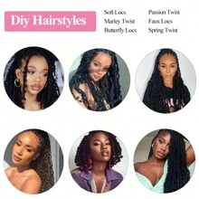 Springy Afro Twist Hair Marley Twist Braiding Hair Pre-Separated Kinky Twist Hair Braids Afro Kinky Bulk Afro Curly Synthetic Hair Short 12/16/24" Crochet Braiding Hair Extensions For American Women - Dark Brown - View 10