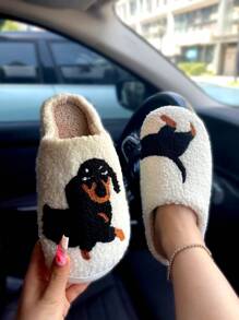 Dachshund Dog Boutique Slippers One Size Smaller Women's Winter Warm Fluffy Slippers Plush Home Slippers