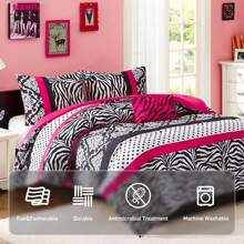 Bộ chăn ga gối đệm, Bộ chăn ga gối đệm êm ái hiện đại nhẹ cho mọi mùa, In họa tiết chấm bi, Chăn bông ấm cúng màu sắc rực rỡ với những chiếc chăn phù hợp, Gối trang trí, Màu hồng ngựa vằn/Da báo, Trang trí phòng ngủ vui nhộn cho người lớn, Bé trai/gái trẻ, Trẻ em, Trẻ em - Hồng - Xem 1