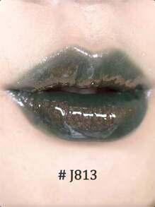 GIRLCULT Unreal Lip Gloss J813 Mandrake, Lipstick, Diamond Shiny Glitter Lip Gloss Green Color, Cosplay, Plumping, Lasting, High Shine Moisturizing, Sparkly Metallic Color Intense Shimmery Finish, Long Wears,GIFT - J813 Nhân sâm - Xem 3