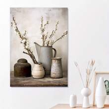 1 幅带框复古油画帆布印刷海报，椅子上的喷壶帆布墙艺术，艺术品壁画适用于浴室卧室办公室客厅墙壁装饰，家居装饰 - 彩色 - 查看 6