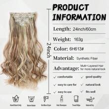 18-30inch Long Wavy Clip-In Hair Extensions, 7pcs/Set Thick Hair Pieces With Invisible Clips, Soft Synthetic Fiber, For Women