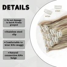 18-30inch Long Wavy Clip-In Hair Extensions, 7pcs/Set Thick Hair Pieces With Invisible Clips, Soft Synthetic Fiber, For Women