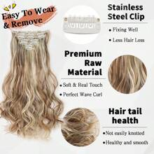 18-30inch Long Wavy Clip-In Hair Extensions, 7pcs/Set Thick Hair Pieces With Invisible Clips, Soft Synthetic Fiber, For Women