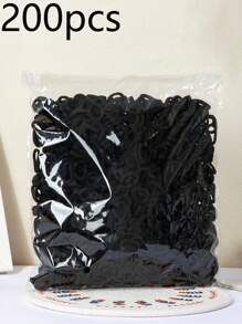 100/200/300/500/780/1000 件 弹力发带 橡皮筋 发圈 防滑马尾辫夹 适合女孩日常使用 - 黑色 - 查看 8