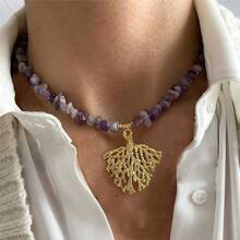 亚马逊石天然石彩色蝴蝶石英吊坠项链天然石紫水晶项链奢华女式水晶颈链女式莱茵石