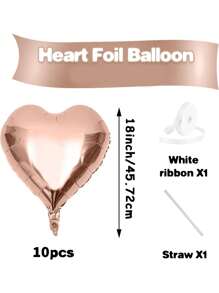 10pcs/Set 18inch Heart Shaped Foil Balloon In Gold, White, Red, Pink, Blue, Cream, Light Gold, Black - Perfect For Birthday Party, Wedding, Valentine's Day, Anniversary, Bridal Shower, New Year Party Decoration, Room Decor, Photo Props - Multicolor - View 28