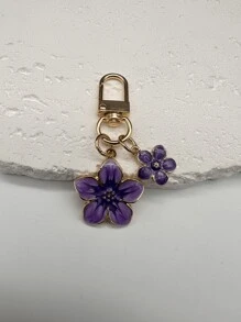 1 件合金材料樱花形钥匙扣轻巧飘逸的樱花设计，配有方形标签，适合用作手提包吊饰汽车钥匙扣情侣/生日/节日礼物，送给女性的情人节礼物 - 紫色 - 查看 4