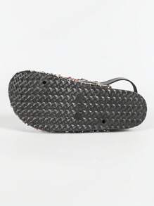 roulvxiang 秋冬新款女士平底凉鞋，包头穆勒鞋，带水钻的休闲一脚蹬水鞋，厚底女士平底凉鞋