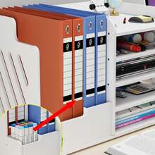 2 In 1 Office Desk Filing Storage & Pen Holder Organiser Table Wooden Tidy Case