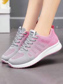 ISPORTE Nuevos zapatos deportivos casuales, ligeros y de moda, de color rosa, zapatos casuales superiores transpirables con cordones delanteros, zapatos para correr cómodos y versátiles. - Rosa - Ver 1