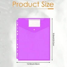 1入組塑膠信封打孔透明文件夾，附按扣和標籤，相容於 2/3/4 環活頁夾 - 白色 - 查看 3