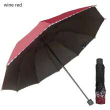 1把10骨黑色雨伞，两用折叠伞，格子饰边，促销印花雨伞