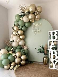 110 Stück, Set mit Ballongirlande in Salbeigrün, beige und goldene Ballons für Hochzeit, Geburtstag, Innenraum, Taufe, Dekoration, Hochzeitsdekoration, Partydekoration, Jahrestags-Dekoration, Bridal-Shower-Dekoration