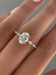 Inel de logodnă/verighetă oval strălucitor de 1 carat, argint 925, inel de promisiune/inel de eternitate pentru femei, bijuterie rafinată cadou