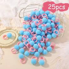 bilicaca 25 件/包 彩色蓬松绒球发带，适合女孩，可爱弹性发饰，适合幼儿女孩，情人节礼物 - 彩色 - 查看 11