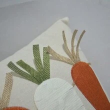 1 bucă Față de pernă decorativă Festivalul recoltei/Paște, husă de pernă lombară dreptunghiulară din in brodat morcov pentru canapea, decor pentru recolta de primăvară/toamnă de fermă (inserție nu este inclusă)