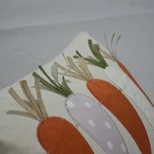 1 bucă Față de pernă decorativă Festivalul recoltei/Paște, husă de pernă lombară dreptunghiulară din in brodat morcov pentru canapea, decor pentru recolta de primăvară/toamnă de fermă (inserție nu este inclusă)