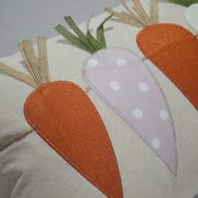 1 bucă Față de pernă decorativă Festivalul recoltei/Paște, husă de pernă lombară dreptunghiulară din in brodat morcov pentru canapea, decor pentru recolta de primăvară/toamnă de fermă (inserție nu este inclusă)