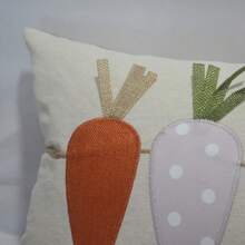 1 bucă Față de pernă decorativă Festivalul recoltei/Paște, husă de pernă lombară dreptunghiulară din in brodat morcov pentru canapea, decor pentru recolta de primăvară/toamnă de fermă (inserție nu este inclusă)