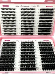 570/60簇浓密8D蓬松纤长假睫毛，0.07mm D卷度，30D-100D/10-18mm混合长度貂毛单根假睫毛，自然柔软，适合任何妆容。睫毛簇，单根假睫毛，假睫毛 - D - 查看 9