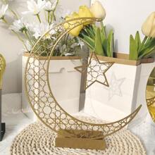 1pc Metal Iron Crescent Moon Tabletop Decor, Stainless Steel Acrylic Decorative Stand For Holidays, Home Decoration, Festival Decorations, Valentine's Day, Mother's Day, Office Desktop Accessory, Gift Gifts Birthday Graduation E-I-D