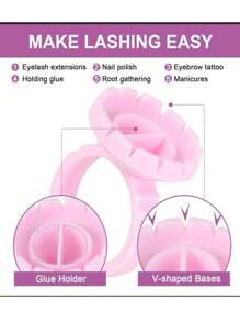 100 片睫毛提升垫，一次性使用睫毛延长胶杯，适用于睫毛延长、指甲油、纹身、眉毛纹身、眼线、专业美容院用品、可爱花卉睫毛提升夹 - 彩色 - 查看 5