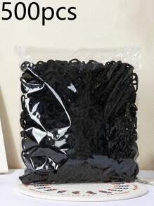 100/200/300/500/780/1000 件 弹力发带 橡皮筋 发圈 防滑马尾辫夹 适合女孩日常使用 - 黑色 - 查看 4