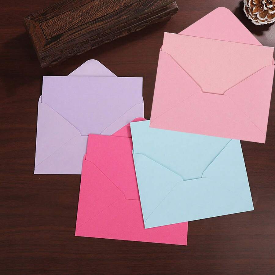 10pcs European Style Colored Cardstock Greeting Cards With Envelopes, Blank For Greeting Messages