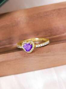 1 pieza Anillo de diamante morado alto brillo joyería de mujer de plata de ley 925 con circonita lujo precioso regalo de joyería fina para boda anillo de promesa