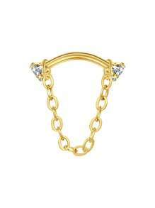 CIZME 1PC 16G Rook Piercing Jewelry Silvery Golden Stainless Steel Eyebrow Piercing Jewelry Crystal Heart CZ Moon Water-Drop Shape Opal Cubic Zirconia Eyebrow Rings Eyes Rook Earrings For Women Valentines,Mom,Mother,Mother's Day,Gift - Gold + Silver - View 17