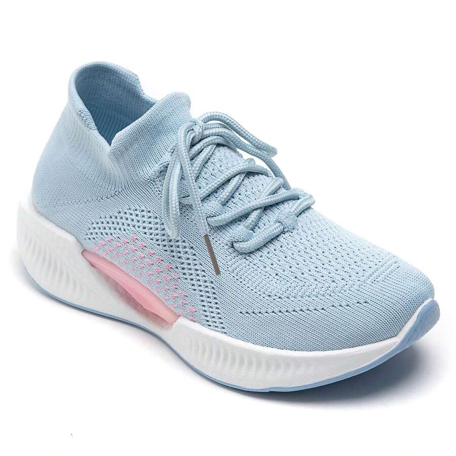 Sports Shoe With Thick Sole And Embossed Details - Blue - View 1