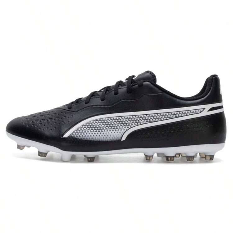 Puma KING MATCH MG Football Shoes, Spikes Soccer Shoes Low-Cut Athletic Shoes For Youth, Adult, Students - Black-puma White - View 1