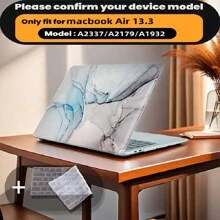 有 4 种大理石图案可供选择，并配有键盘保护膜。它与 MacBook Air Pro 保护套、13/14/15/16 英寸电脑保护套兼容，并配有键盘保护膜，A1370、A1534、A1502、A1707、A2337、A1932、A2179、A2338、A1706、A1708、A2681 塑料硬壳笔记本电脑保护套，黑色、蓝色大理石图案 A2485 A2442、A1466 A1369