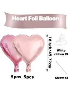 10pcs/Set 18inch Heart Shaped Foil Balloon In Gold, White, Red, Pink, Blue, Cream, Light Gold, Black - Perfect For Birthday Party, Wedding, Valentine's Day, Anniversary, Bridal Shower, New Year Party Decoration, Room Decor, Photo Props - Multicolor - View 27