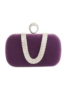 手工水钻装饰 U 型晚装包、手拿包，适合派对、婚礼、礼服