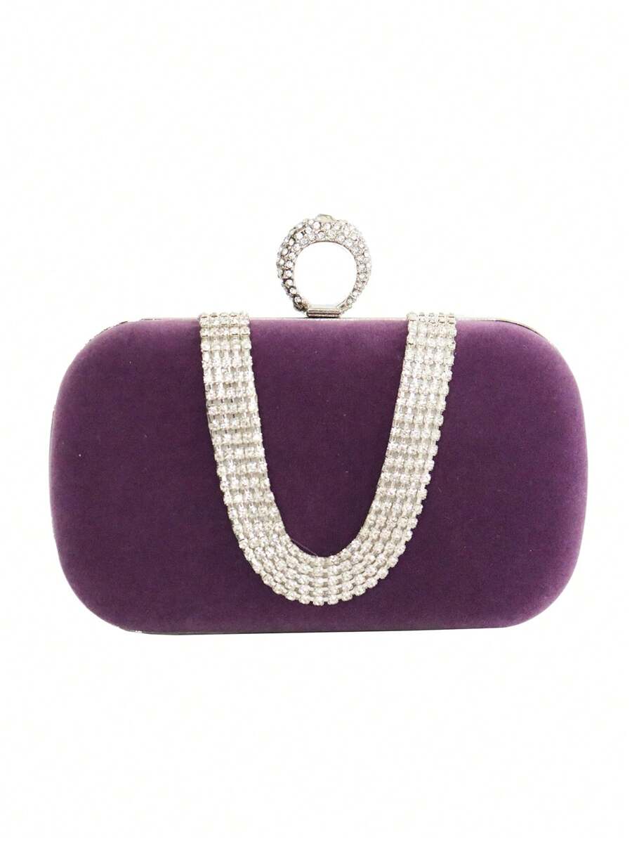 手工水钻装饰 U 型晚装包、手拿包，适合派对、婚礼、礼服